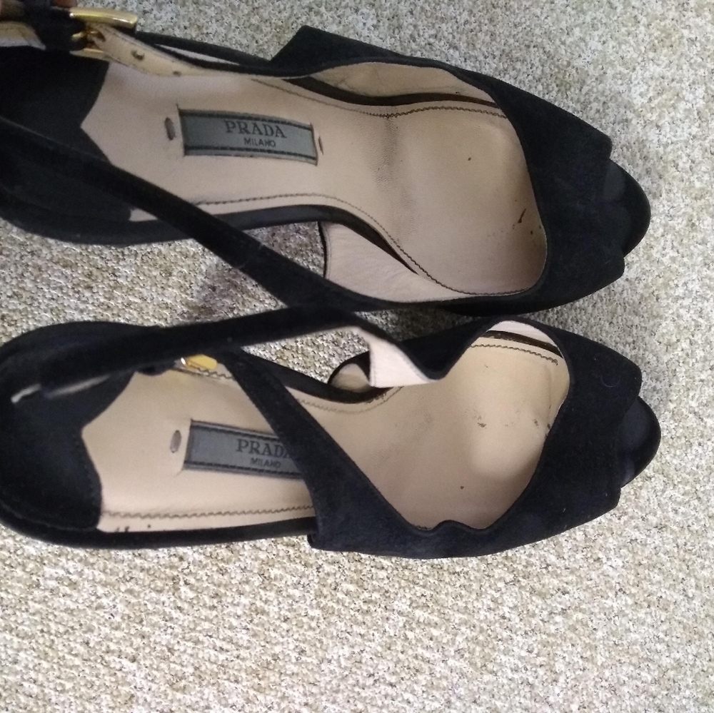 Prada Milano Black Suede Sandals - Picture 5 of 6